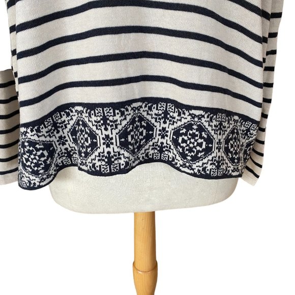 J. Jill Mariner Striped Damask Nautical Lace Up Lightweight Knit Pullover-L - Picture 2 of 13
